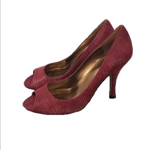 Enzo angiolini dark red suite peep open toe heels